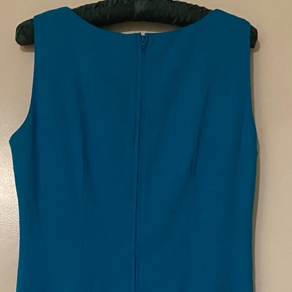 Turquoise Linen Sheath Mini Dress, Size 6 - Picture 2 of 5